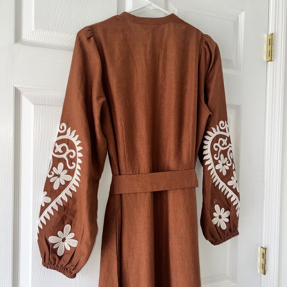 Boden Mae Linen Blend Shirt Dress Russet-Size 8R - Picture 9 of 11